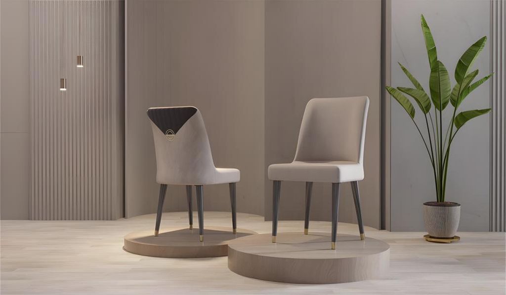 Esszimmerstuhl Küchenstuhl Stuhl Stoff Grau Esszimmer Sitzer Design