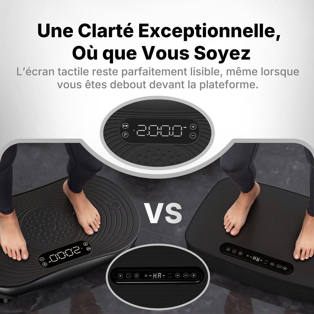 Plateforme Vibrante 120 Niveaux – 10 Modes, Télécommande, écran Tactile, Charge Max 200 Kg