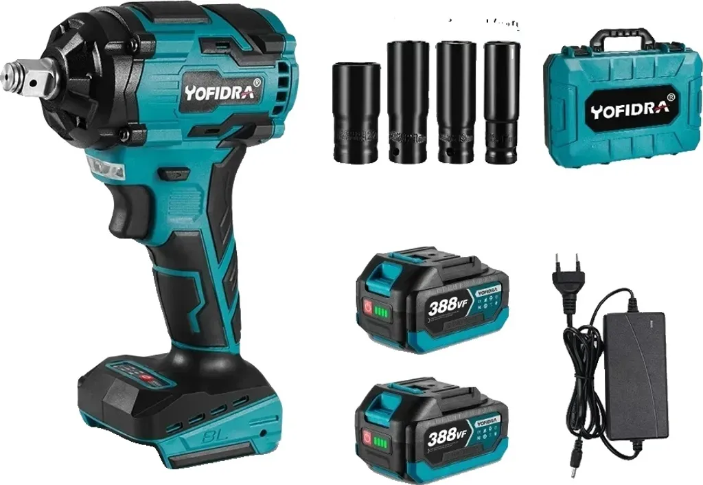 Avvitatore a impulsi elettrico, coppia 1000 N-m, motore brushless, set di 2 batterie B, EU