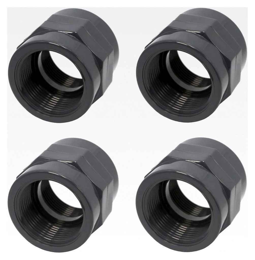 PVC Fittings Gewindemuffe 1 1/4" | Innengewinde x Innengewinde | Übergangsmuffe aus grauem PVC-U | PN16 für PVC Rohr, Schwimmbad, Poolverrohrung,...