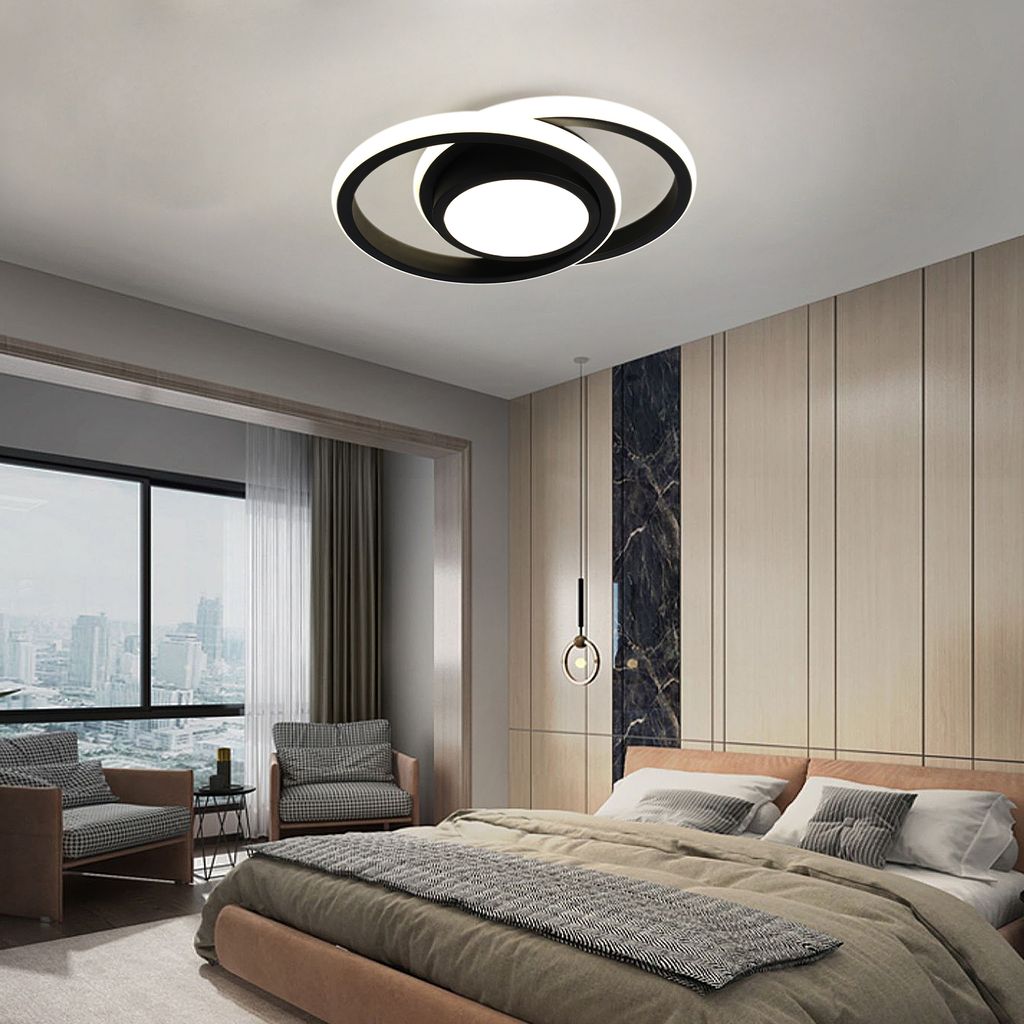led deckenleuchte schwarz runde 24w modern natürliches weiß 4000k  deckenlampe lampen für schlafzimmer, wohnzimmer, küche, flur, gang,  restaurant