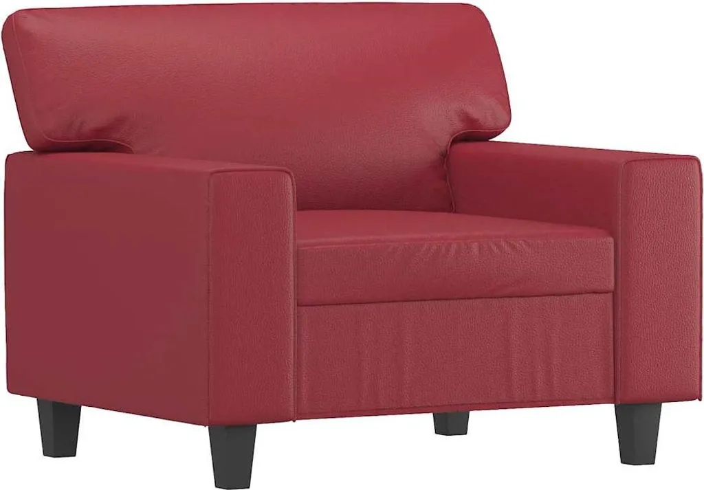 Petit fauteuil de lecture vin rouge 60 cm similicuir pour coin bureau