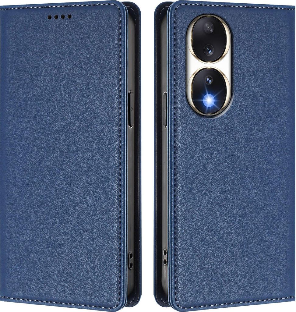 Handyhülle für Honor 90, Kunstleder Klapphülle Stoßfeste Magnetische Hülle mit Ständer Dunkelblau