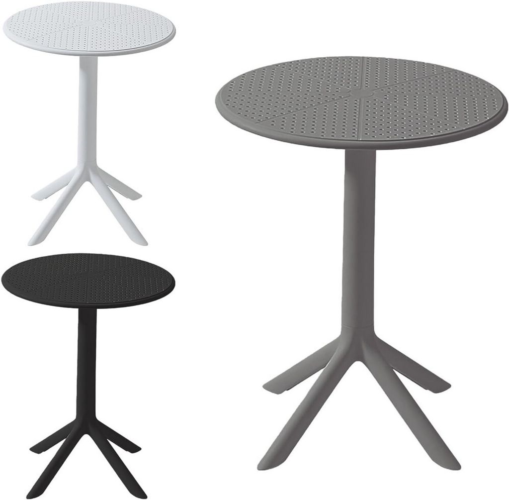 VORTIVO Gartentisch Ø60 cm rund, grau, wetterfest & stabil – kleiner Balkontisch aus Kunststoff (PP), 76 cm hoch, ideal für Garten & Terrasse.