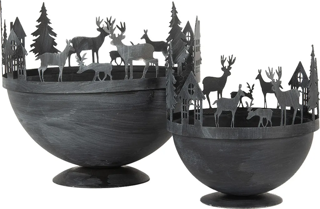 Coupe Décorative en Métal Gris Style Industriel pour Centre de Table