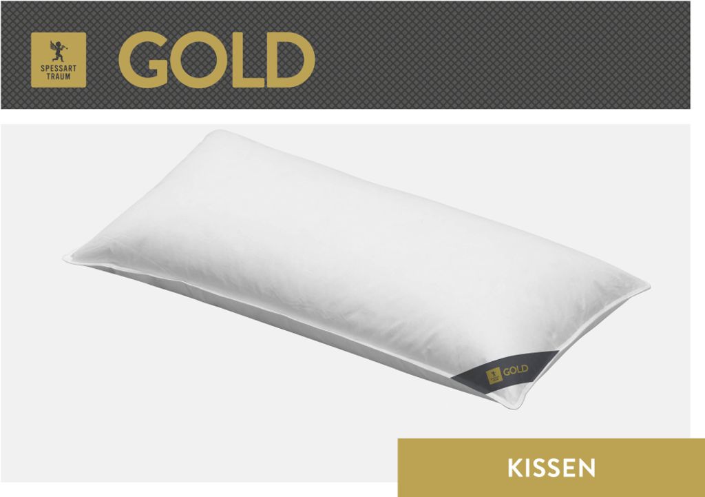 Spessarttraum Kissen Gold Füllung: 70% Gänsefedern/ 30% Gänsedaunen Bezug: 100% Baumwolle Größe 40 x 80 cm