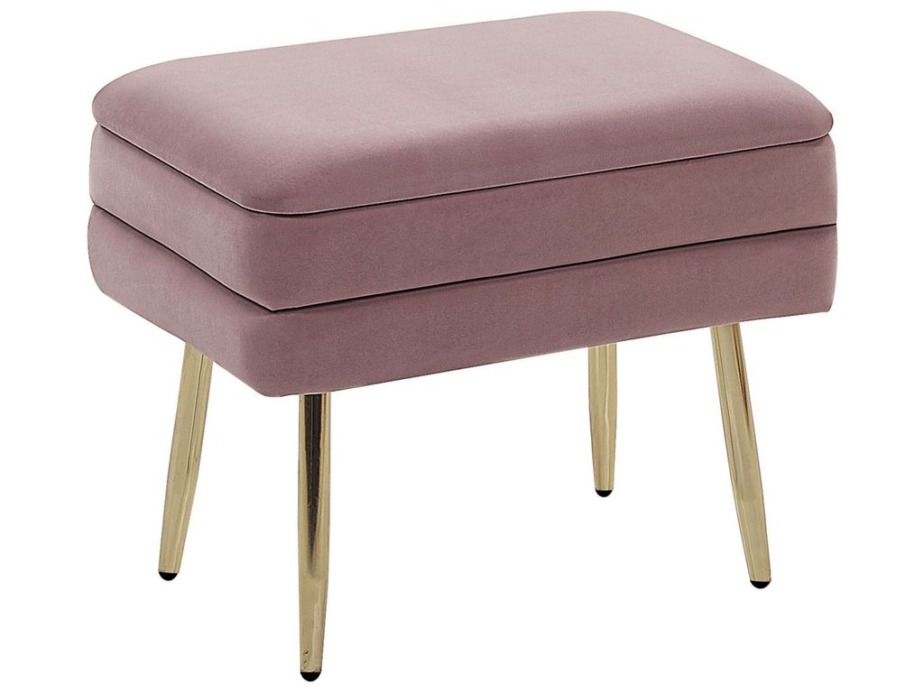 BELIANI Bank Rosa/Gold mit Stauraum aus Samtstoff mit Metallbeinen in Glamour-Optik Wohnzimmer Schlafzimmer Flur Rechteckig Modern