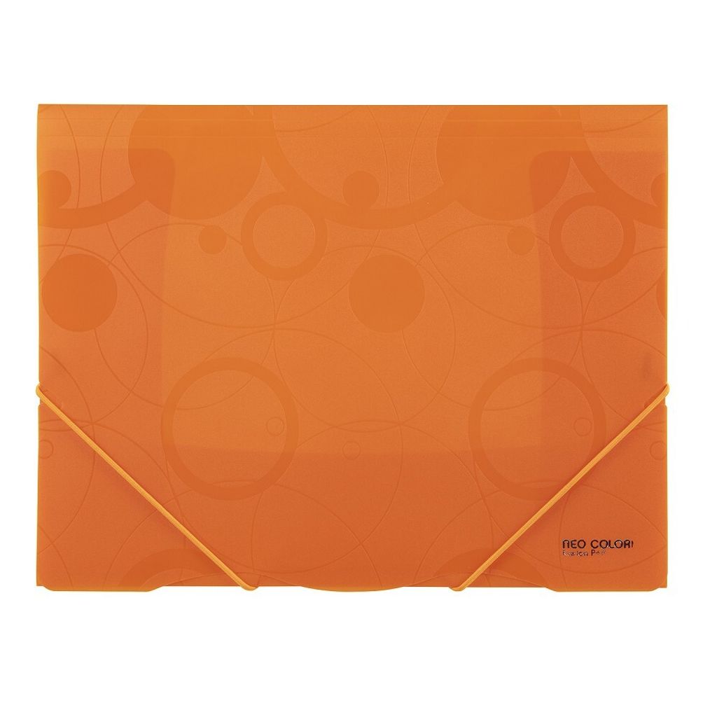 Faltkarte 3-fach mit Gummi PP Neo Colori orange