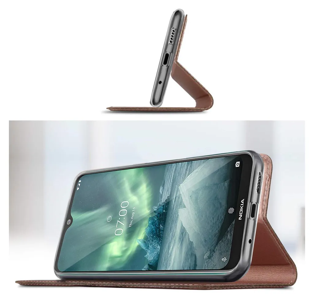QIWEIQING Compatibili con Nokia G20 Flip Cover Custodia, Libro Pelle PU con Funzione Supporto Chiusura Magnetica Portafoglio Libretto Bumper Case per Nokia 6.3 / Nokia G10 Brown HX