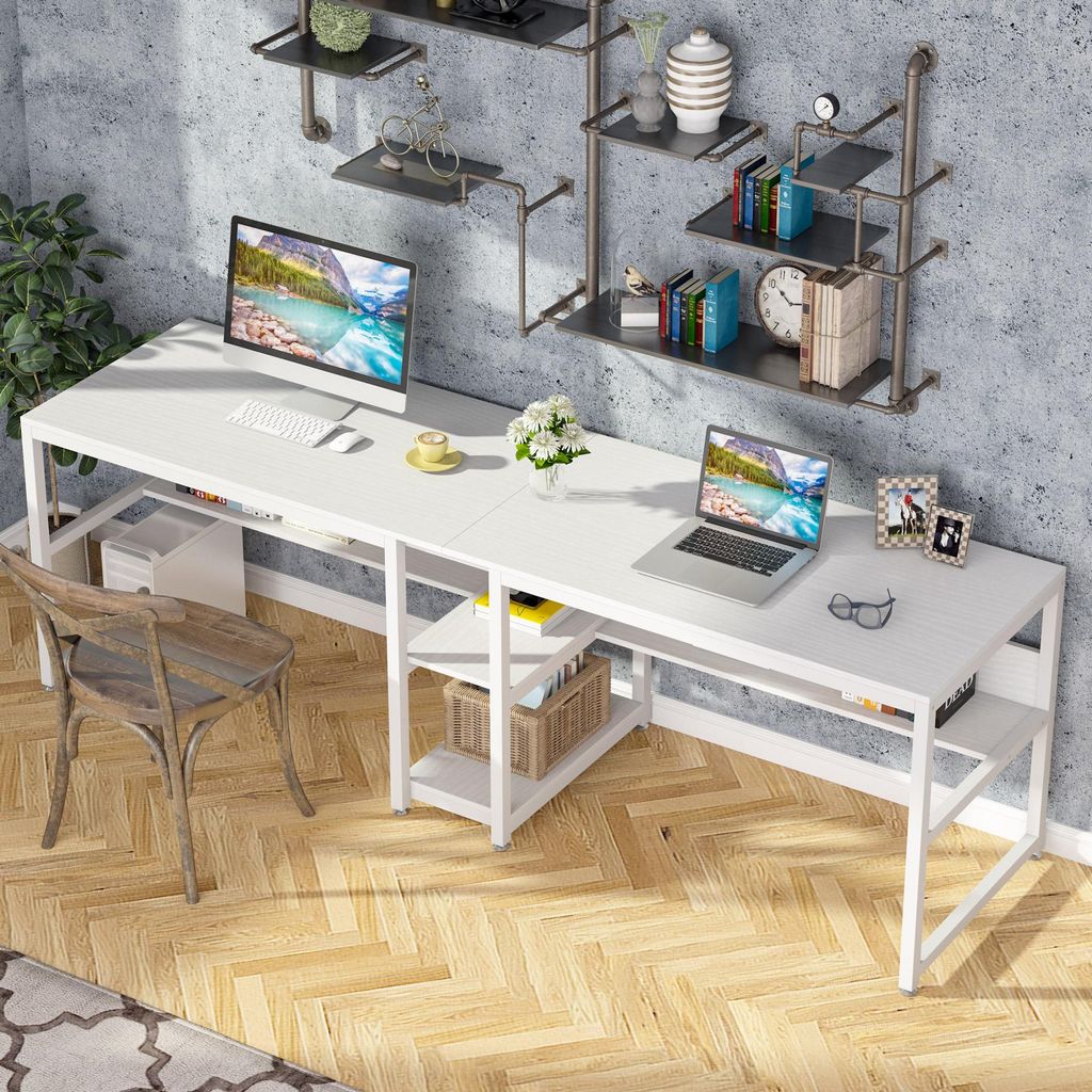 Tribesigns Zwei-Personen-Schreibtisch mit Bücherregal, 200 Produktbild 