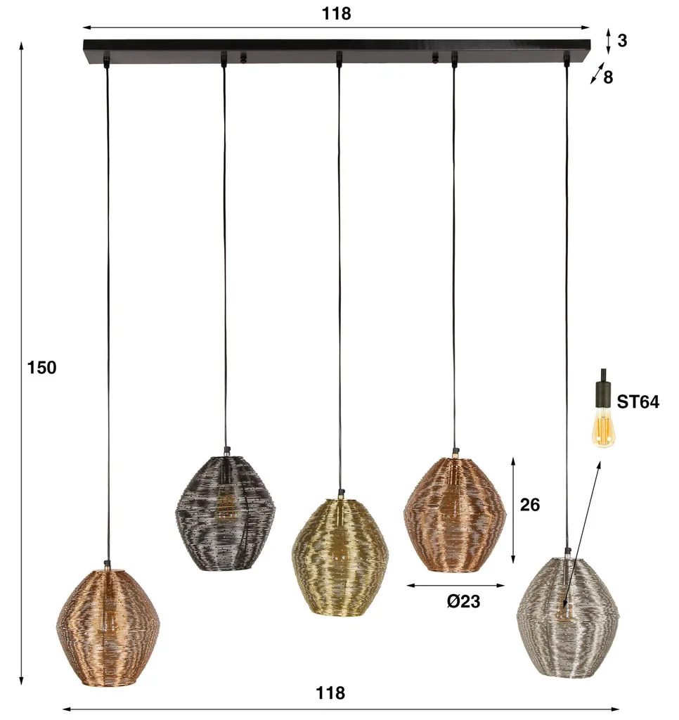 Plafonnier 118cm pour Grands Espaces : Solution Éclairage Design et Large - 6