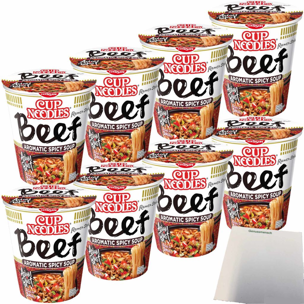 Nissin Cup Noodles 5 Spices Beef 8er Pack (8x64g Tasse) + Produktbild 