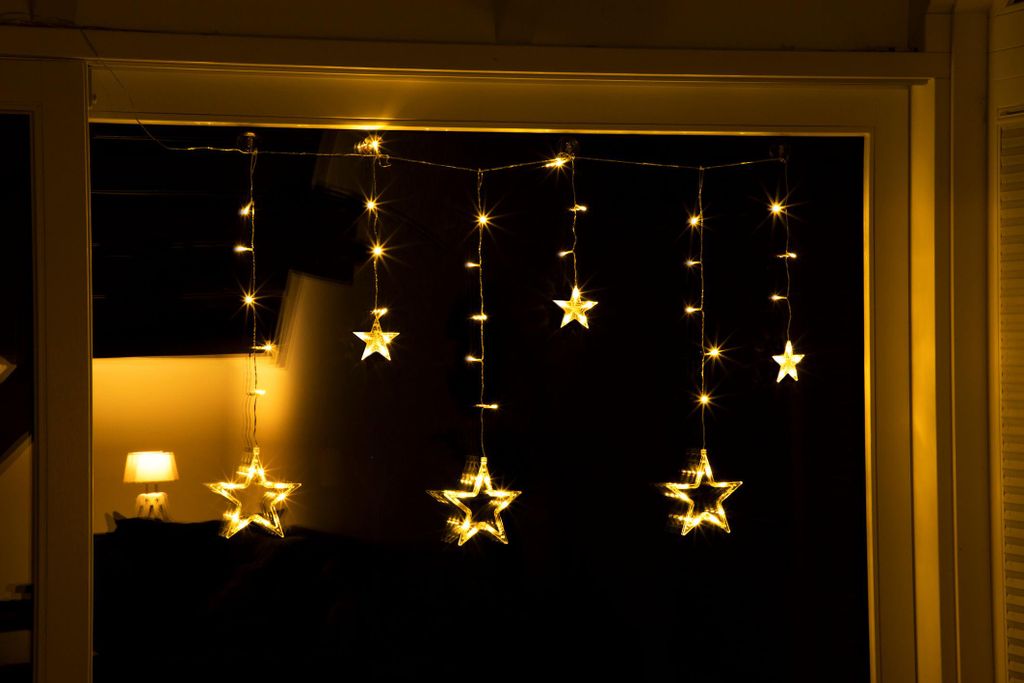 LED Sternen Lichtervorhang warm weiß - 100 cm - Deko Produktbild 