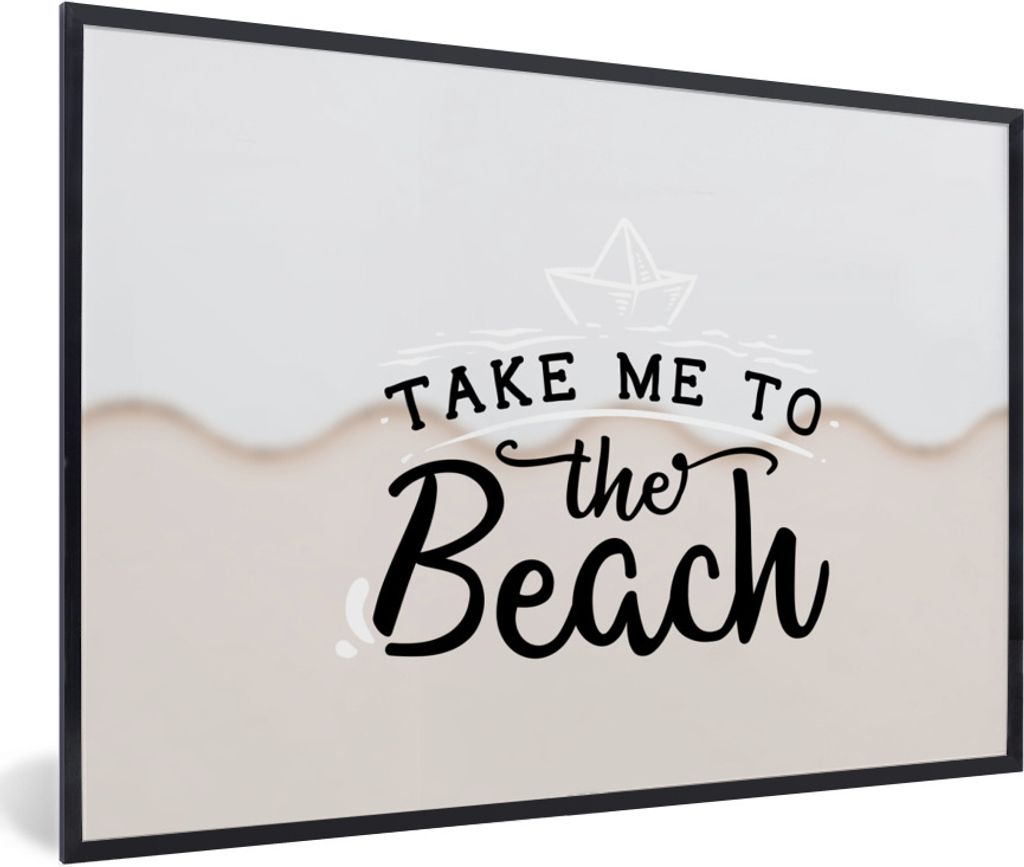 MuchoWow Gerahmtes Poster Sommer - Weiß - Rosa 90x60 cm - Poster mit Schwarzem Bilderrahmen Wandposter Rahmen Foto Bilder - Fotorahmen - Foto-Pl...