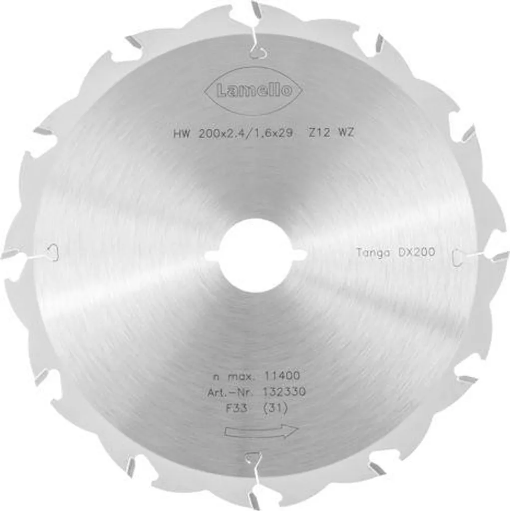 Lame de scie circulaire Ø200mm Lamello 132330 en métal dur Z12 bois