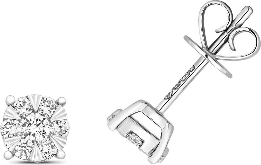 Atemberaubende 18 Karat (750) Weißgold Damen - Diamant Paar Ohrstecker Brillant-Schliff 0.32 Karat GH - SI1 - 5mm*5mm; TRS21066