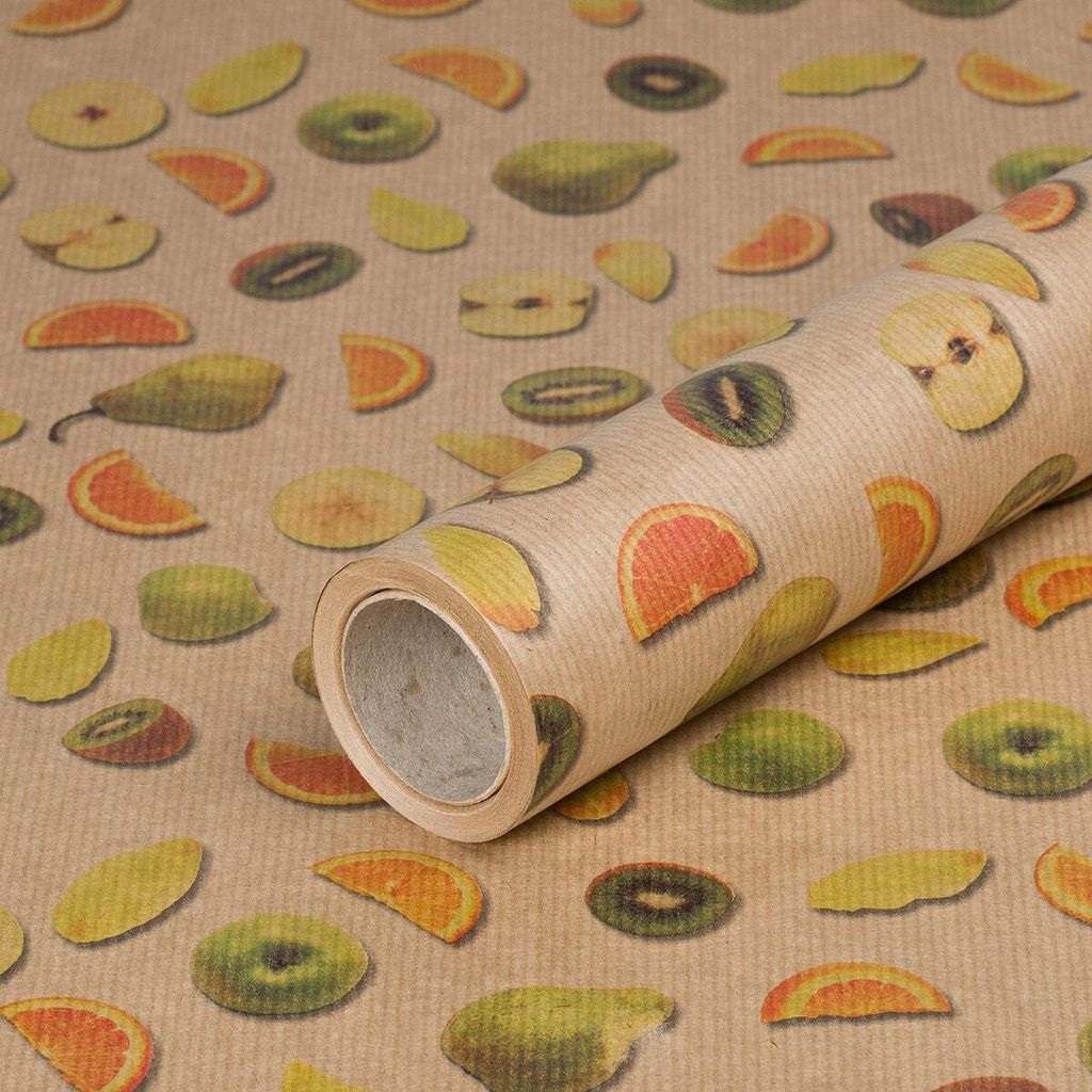 Geschenkpapier Früchte, 0,70 x 10 m, Kraftpapier - Geburtstagspapier
