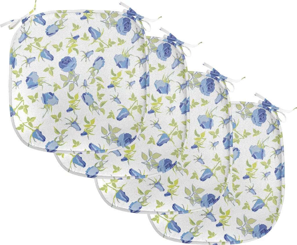 Coussin de Chaise avec Attaches et Imprimé Rose Élaboré, 40x40 cm, 4pcs
