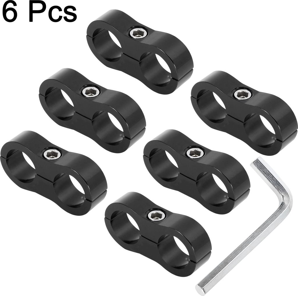 6 Stück AN10 19mm Autoschlauch Trennklemmenadapter mit Schraubenschlüssel schwarz