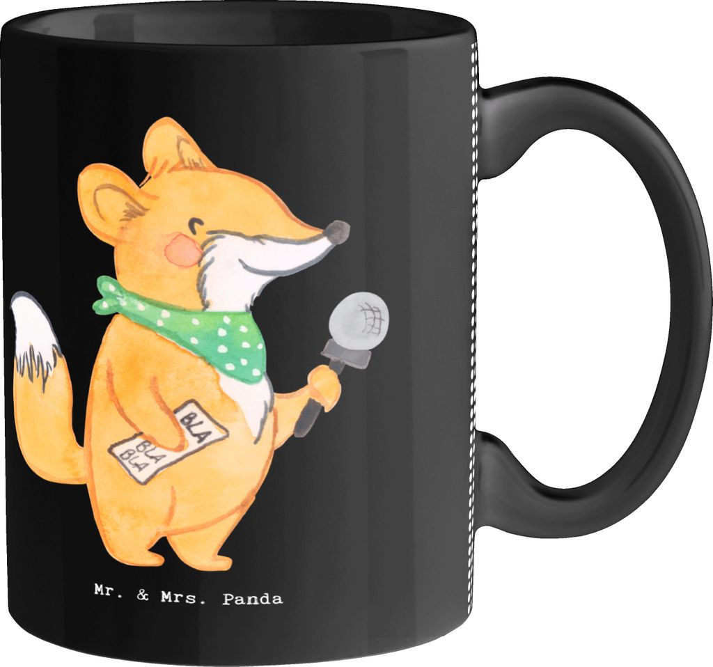 Mr. & Mrs. Panda Teetasse Sportjournalist Herz - Schwarz - Produktbild 