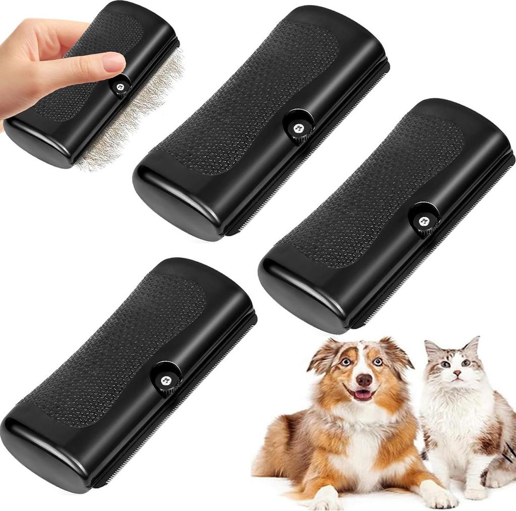 Stabile Tierpflegebürste, schwarz, mit scharfer Metallklinge, für die Tierpflege, 3er-Set