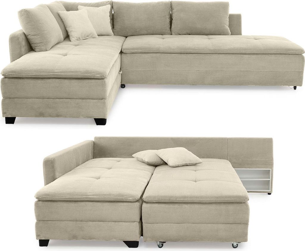 Ecksofa-Dauerschläfer Doppelbett Federkern Bettkasten Couch Produktbild 