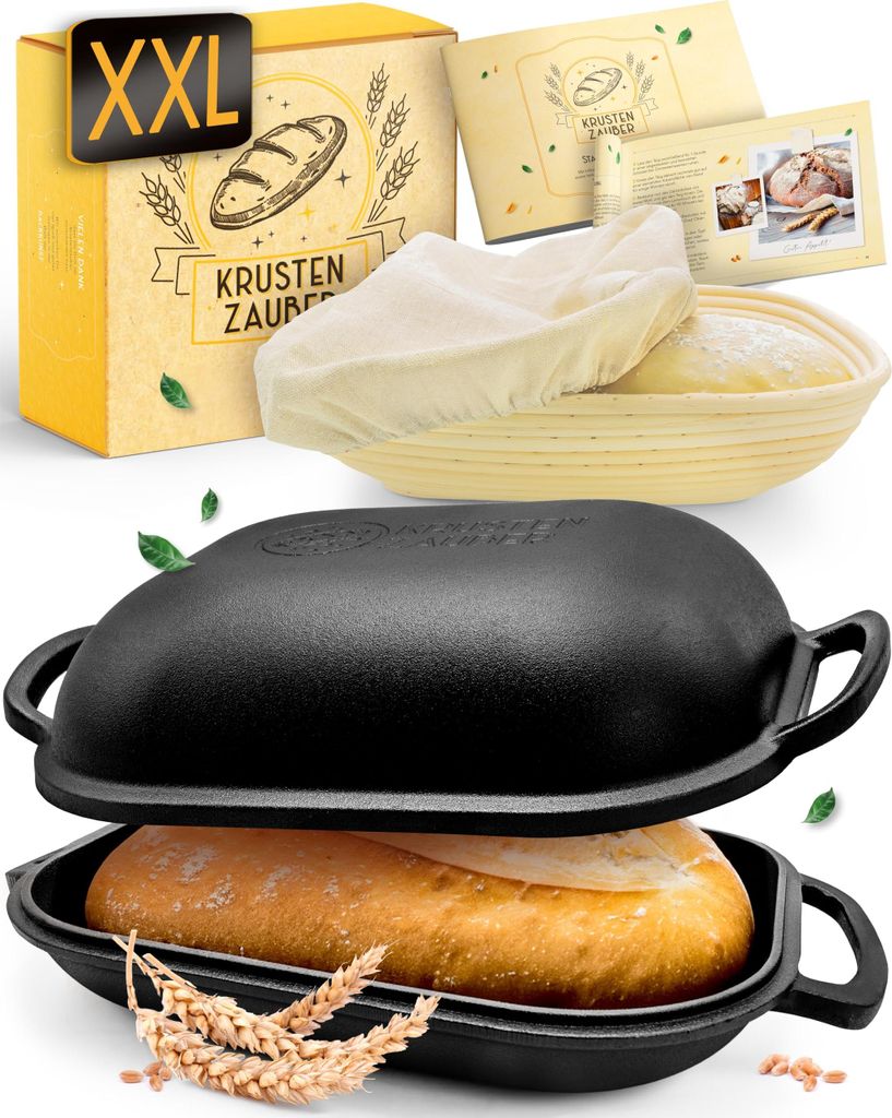 KRUSTENZAUBER 40cm Brotbackform mit Deckel Gusseisen inkl. Produktbild 