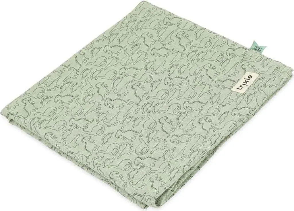 Tessuto Mussola Trixie 110x110cm Neonato Cotone Bio Dino Verde