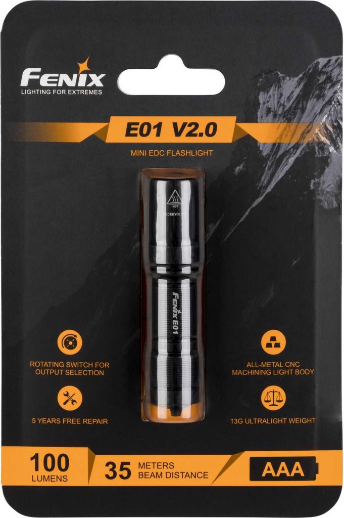 Fenix E01 V2.0, Baterka, Čierna, 2 m, IP68, LED, 50000 h Obrázok produktu 