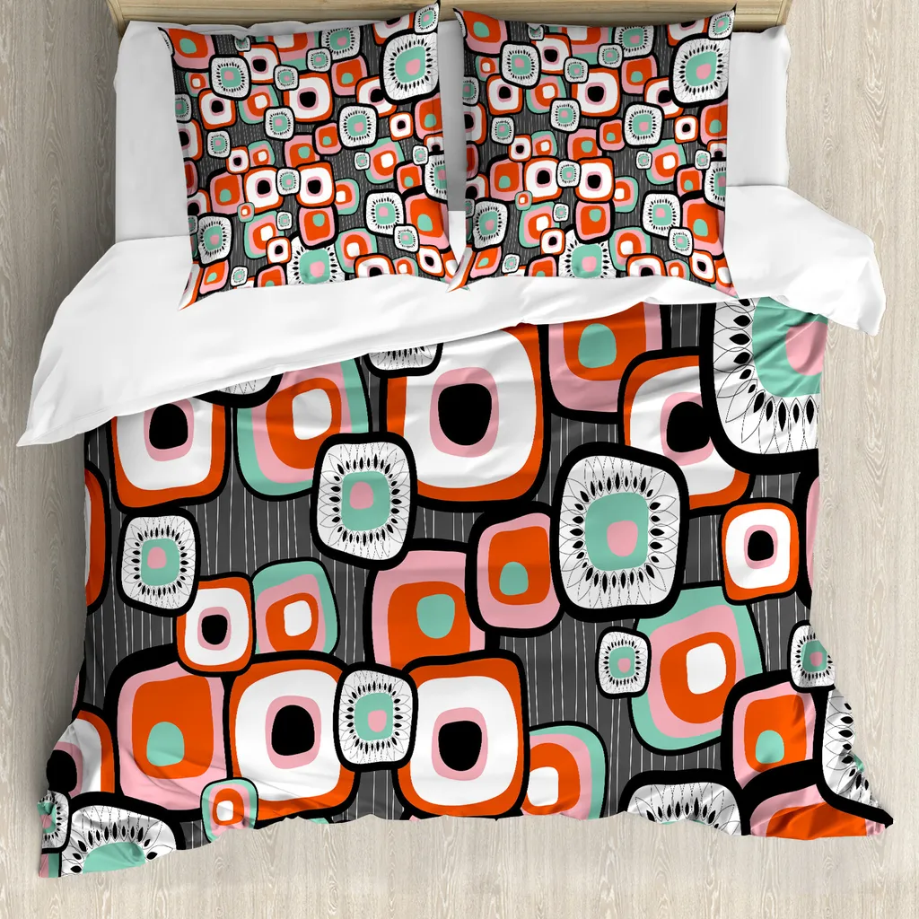 Set Copripiumino Funk Lava Flowers ABAKUHAUS 155x220 Vintage