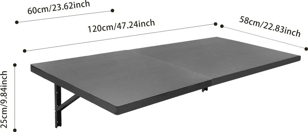 Table pliante murale peu encombrante noire lot de 2 - Solution petit coin
