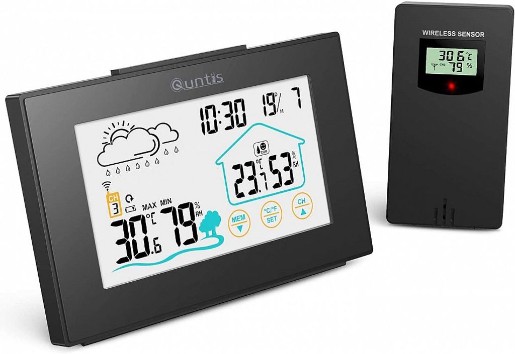 NEU LCD Digital Wetterstation Hydrometer Thermometer Luftfeuchtigkeit Touch DE 
