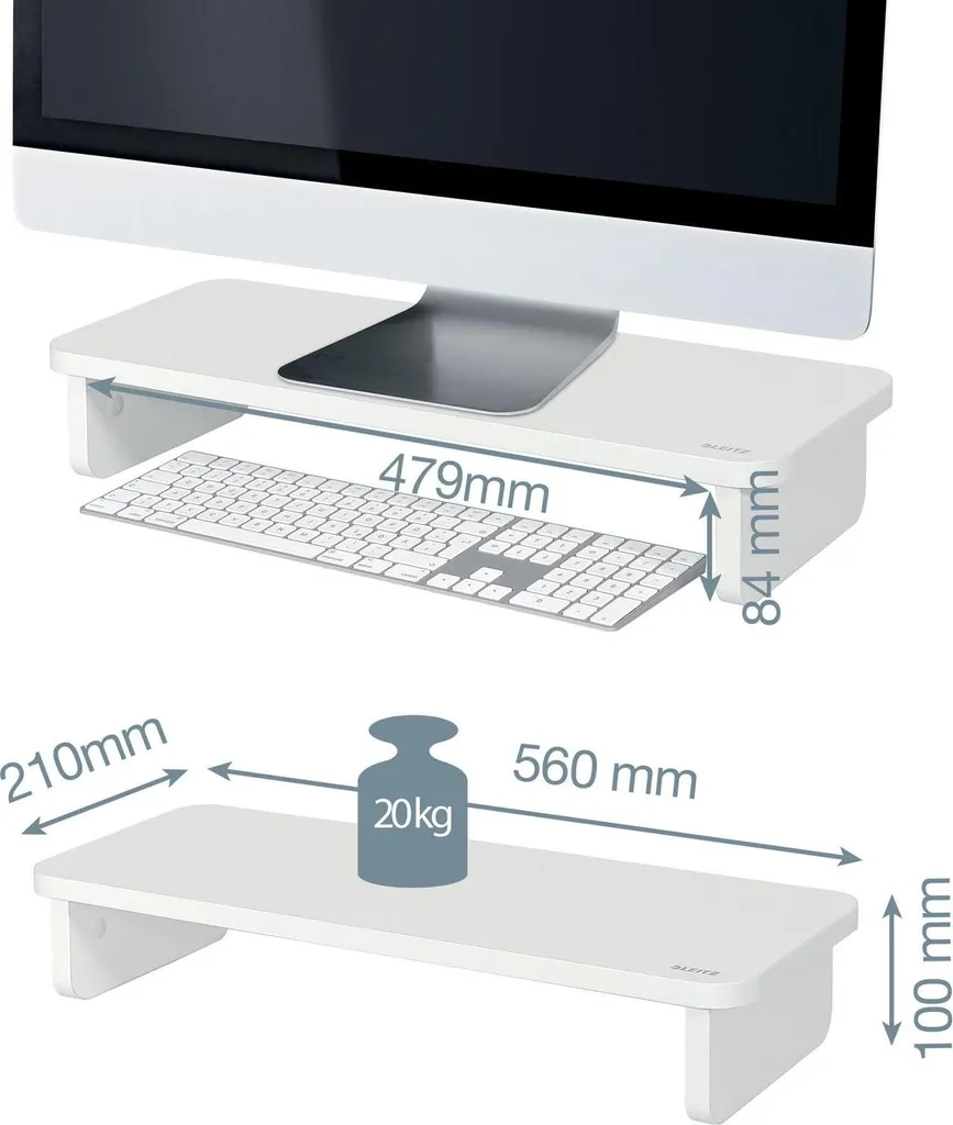 Support de Bureau pour Écran 24 Pouces - Leitz 64340001 Blanc Stable - 3
