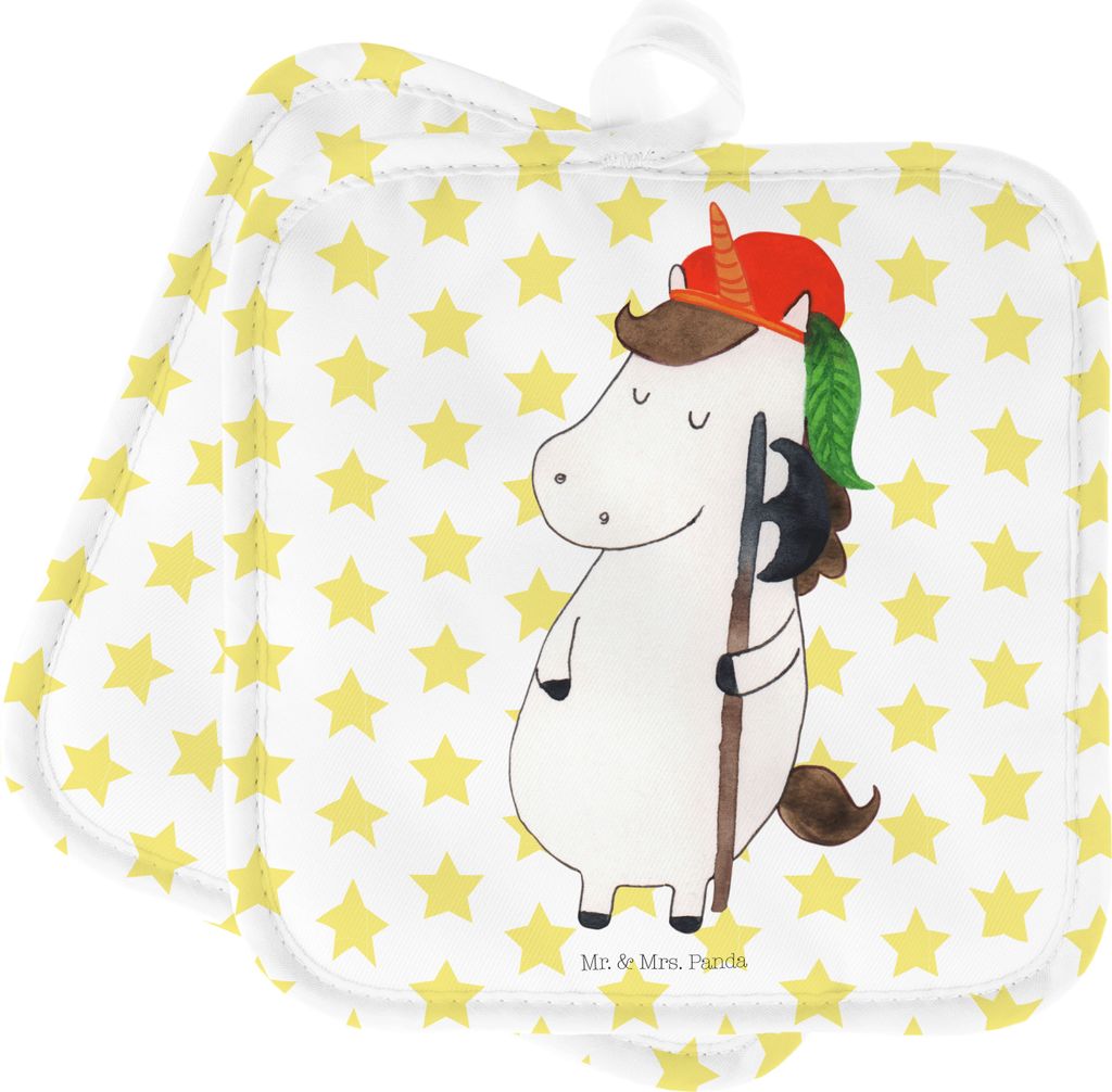 Mr. & Mrs. Panda Topfuntersetzer Einhorn Junge - Weiß - Geschenk, Unicorn, Einhörner, topfhalter, Topflappen, Set, Kochlappen, Bube, Doppel, Mitt...