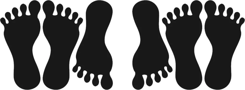 Adesivi Calpestabili Impronte Piedi 6 Pz - Percorso Educativo Nero