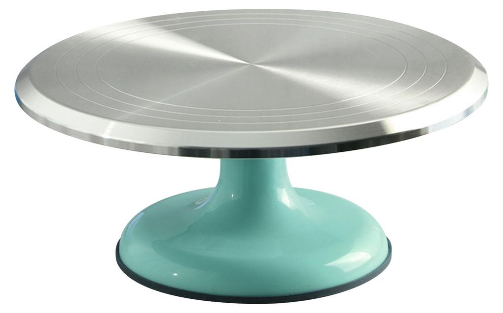10 Zoll drehbarer Kuchendekorationsständer, professioneller Drehteller aus Aluminiumlegierung für Heimbedarf, Blau