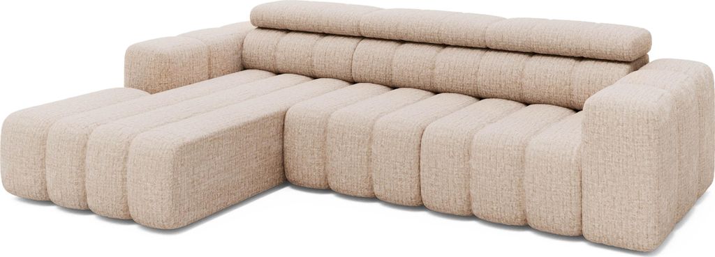 MASSIVMOEBEL24.DE|Ecksofa Ottomane links Chenille 289x188x78 beige KONSTANTIN