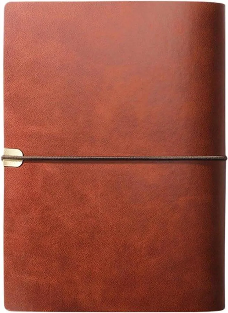 Journal de bord A5 cuir marron rustique 23x17 cm avec anneaux métalliques