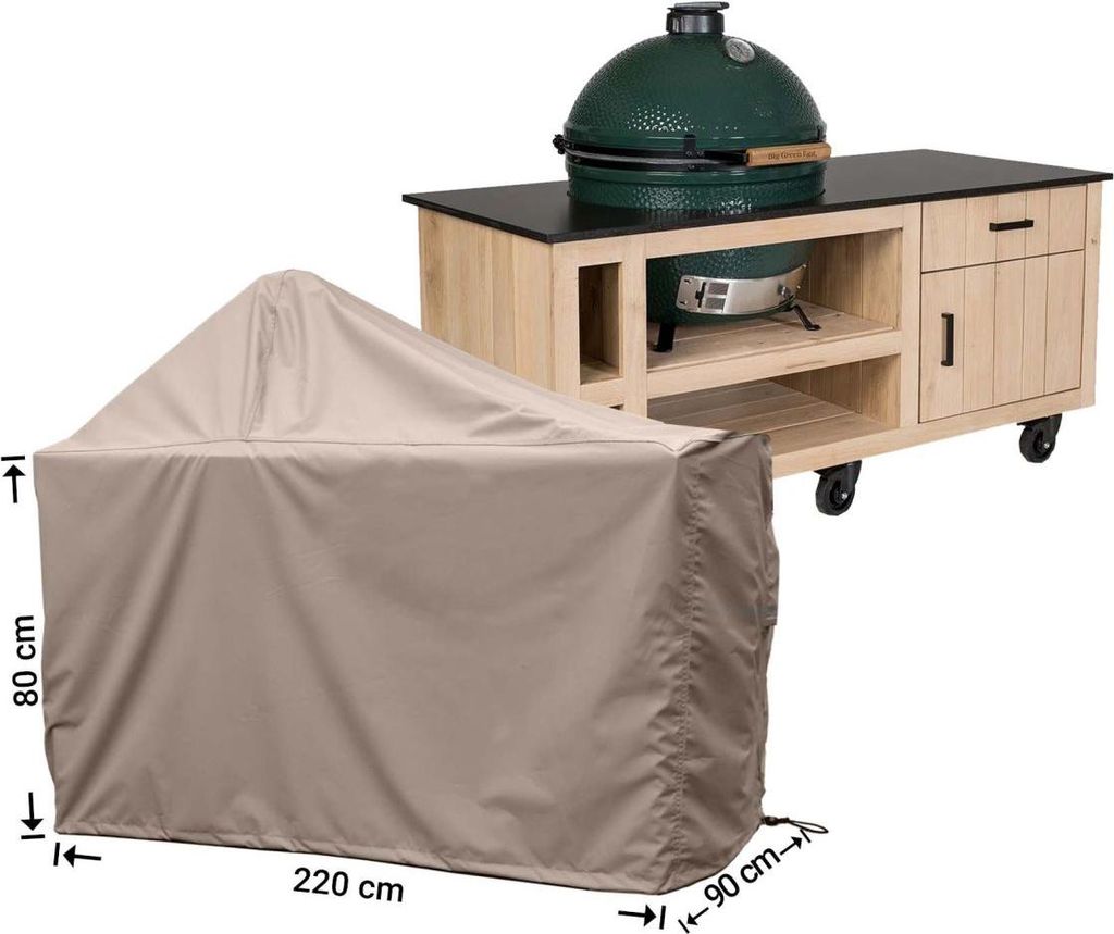 Raffles Covers Raffles Covers Big Green Egg / Kamado mit Tisch Schutzhülle | Atmungsaktiv | Wasserdicht | UV-beständig | Elastischer Kordelzug - ...