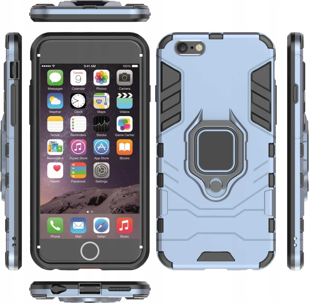 Coque de protection iPhone 6s Spacecase X-Ring Bleue avec support bague - 4