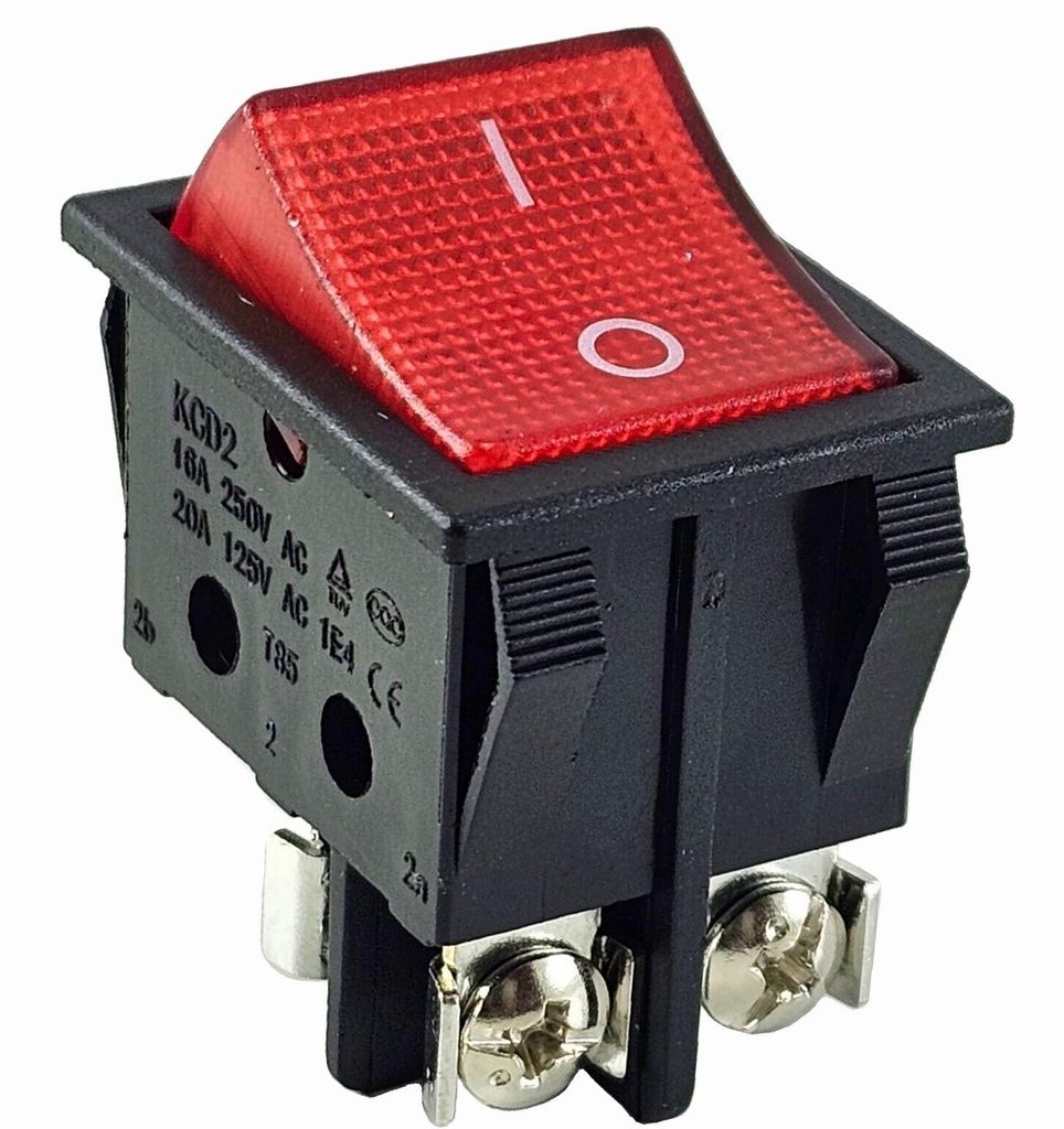 Kippschalter rund AN/AUS, LED, rot beleuchtet, 12V/16A, schwarz