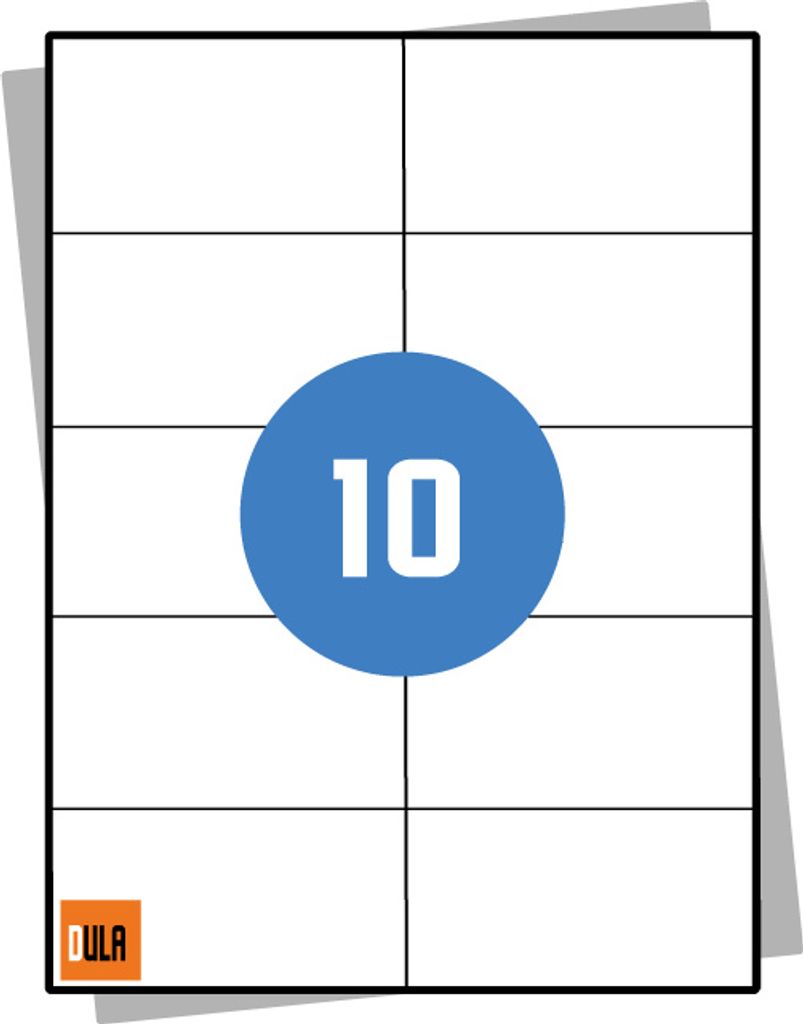 DULA Etiketten - Stickervellen A4 - 10 stickers per vel - 105 x 59,4 mm - 10 vel