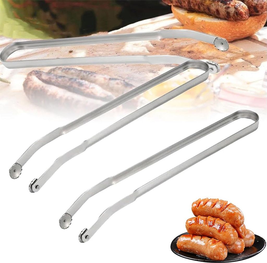Grillzange Mit Drehrädchen - 38cm Edelstahl BBQ Zange Für Würstchen & Fleisch