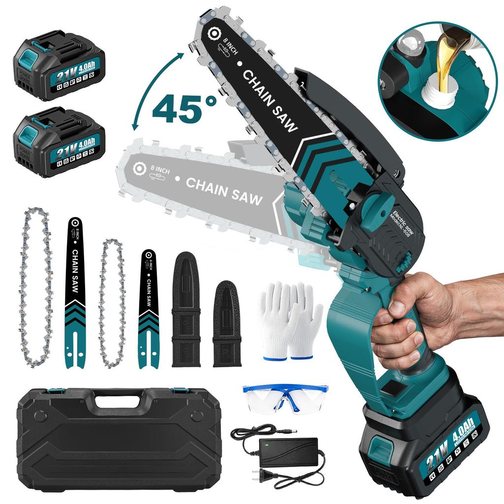 Akku-Kettensäge 6+8 Zoll Bürstenloser Mini Kettensäge mit Produktbild 