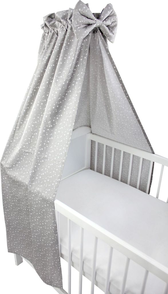 TupTam Babybett Himmel mit Schleifchen, Farbe: Sterne Grau 2, Größe: ca. 160x240 cm