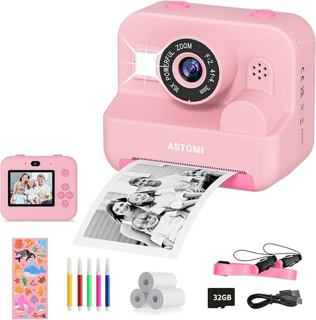 Appareil photo enfants impression instantanée - 1080P HD avec Selfie