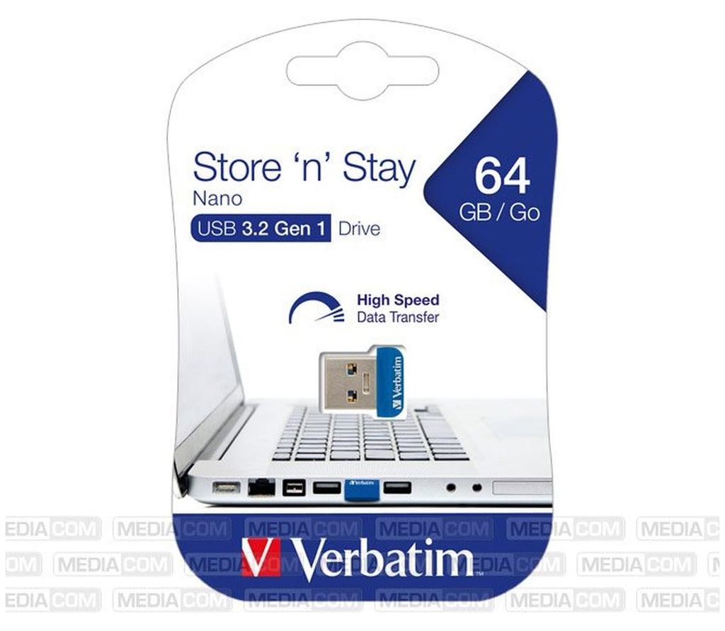 Verbatim Store 'n' Stay NANO - USB 3.0-Stick 64 GB - Blau, Produktbild 