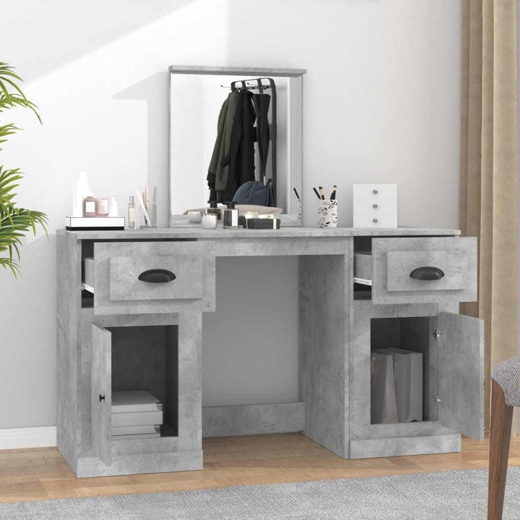"im Sonderangebot"Schminktisch Modernes Design - Kosmetiktisch/Frisiertisch - mit Spiegel Betongrau 130x50x132,5 cm DEMöbel 6482592