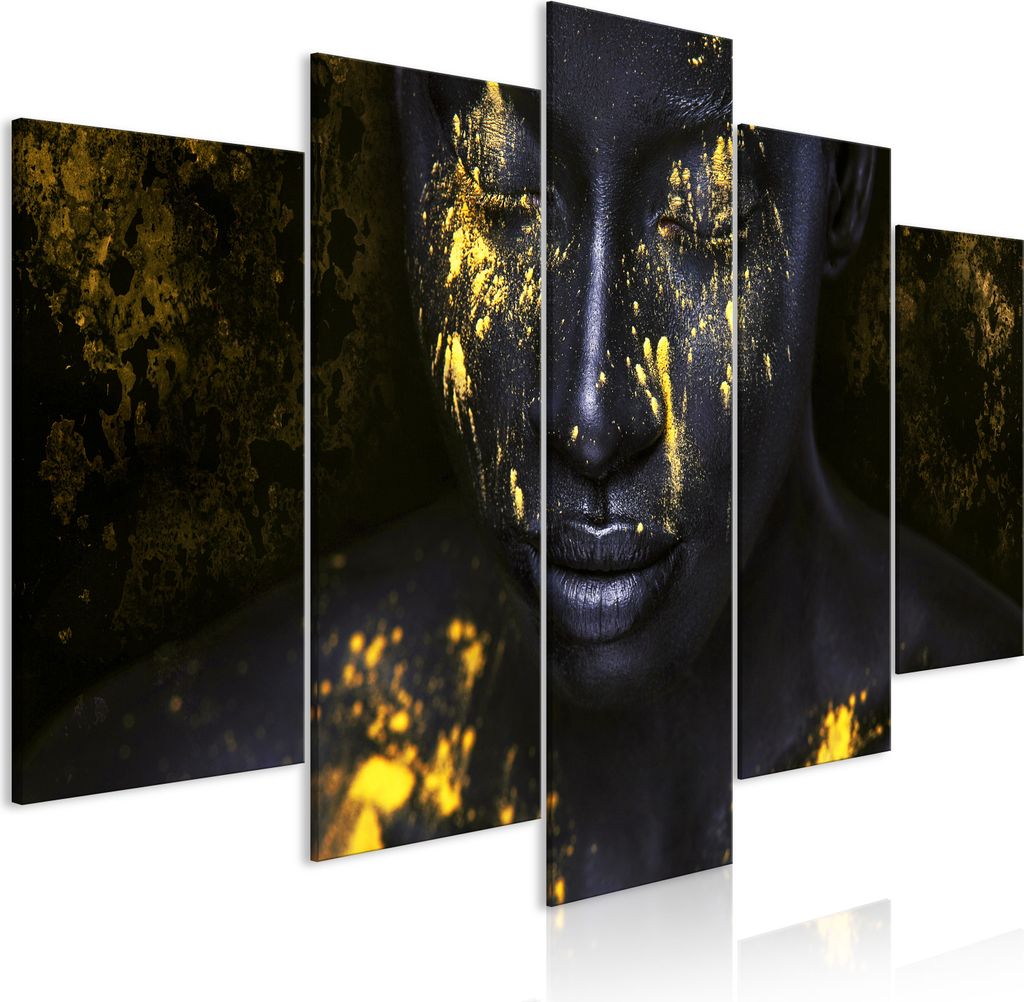 Italienischer Leinwand Leinwandbild - Bathed in Gold (5 Parts) Wide 100x50 cm Menschen h-B-0130-b-m