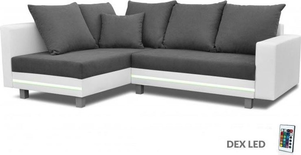 Design Ecksofa Sofa L-form Bettfunktion Couch Sitz Eck Sofas Textil Polster LED